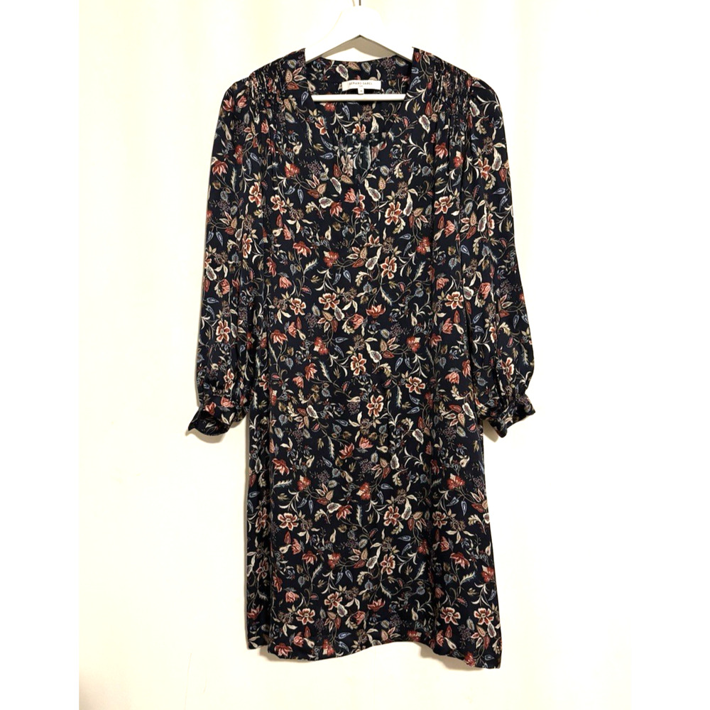 Gerarld Darel Dress 36 4 Floral Black Aline Knee Length Vneck Long Sleeve